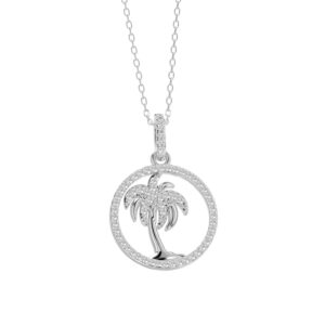 LADIES PENDANT 0.20CT ROUND DIAMOND 14K WHITE GOLD WITH CHAIN