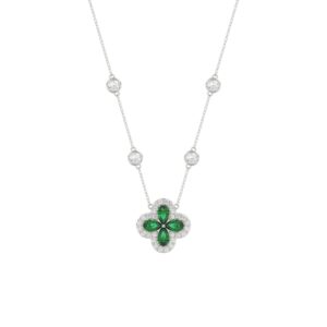 LADIES PENDANT 1.62CT ROUND/PEAR DIAMOND 14K WHITE GOLD (GREEN PEAR DIAMOND 0.85CT)