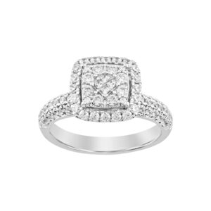 LADIES  RING 1.00CT ROUND/PRINCESS DIAMOND 14K WHITE GOLD