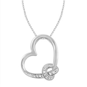 LADIES PENDANT 0.10CT ROUND DIAMOND 10K WHITE GOLD