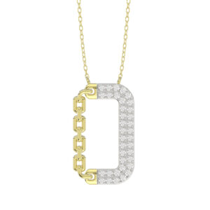LADIES PENDANT WITH CHAIN 0.25CT ROUND DIAMOND 14K YELLOW GOLD