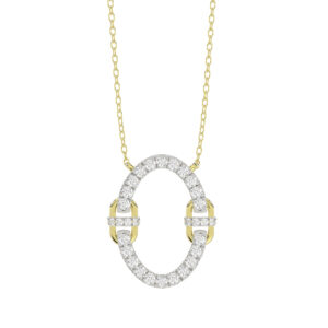 LADIES PENDANT WITH CHAIN 0.25CT ROUND DIAMOND 14K YELLOW GOLD