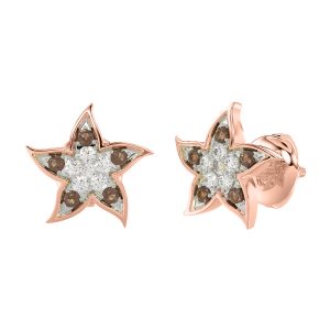 LADIES EARRING 0.16CT ROUND DIAMOND 14K ROSE GOLD