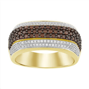 MEN'S RING 1.00CT ROUND/DARK BROWN DIAMOND 10K YELLOW GOLD