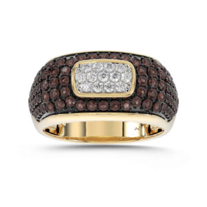 MEN'S RING 1.50CT ROUND/DARK BROWN DIAMOND 10K YELLOW GOLD