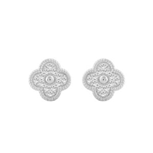 LADIES EARRINGS 0.33CT ROUND DIAMOND 10K WHITE GOLD
