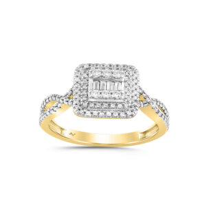 LADIES RING 0.35CT ROUND/BAGUETTE DIAMOND 10K YELLOW GOLD
