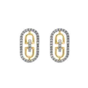 LADIES EARRINGS 0.25CT ROUND DIAMOND 14K YELLOW GOLD