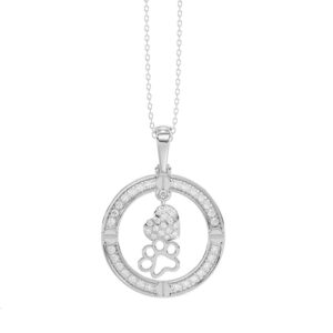 LADIES PENDANT WITH CHAIN 0.25CT ROUND DIAMOND 14K WHITE GOLD
