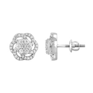 LADIES EARRINGS 0.50CT ROUND DIAMOND 14K WHITE GOLD