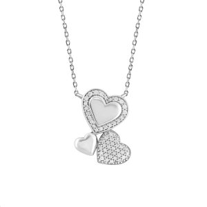 LADIES NECKLACE 0.16CT ROUND DIAMOND 14K WHITE GOLD