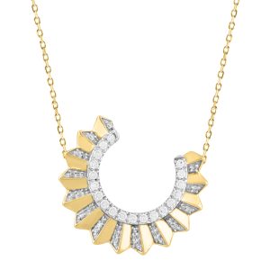 LADIES NECKLACE 0.25CT ROUND DIAMOND 14K YELLOW GOLD