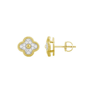 LADIES EARRINGS 0.33CT ROUND DIAMOND 14K YELLOW GOLD