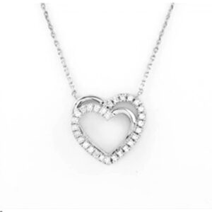 LADIES NECKLACE 0.25CT ROUND DIAMOND 14K WHITE GOLD