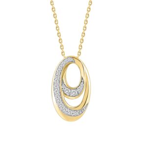 LADIES PENDANT WITH CHAIN 0.16CT ROUND DIAMOND 14K YELLOW GOLD