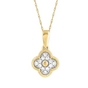 LADIES PENDANT WITH CHAIN 0.15CT ROUND DIAMOND 10K YELLOW GOLD