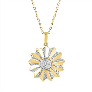 LADIES PENDANT 0.16CT ROUND DIAMOND 14K YELLOW GOLD