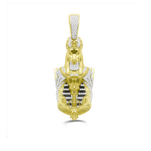 MEN'S CHARM PENDANT 0.75CT ROUND DIAMOND 10K YELLOW GOLD