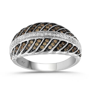 LADIES RING 0.50CT DARK BROWN/BLUE DIAMOND 14K WHITE GOLD