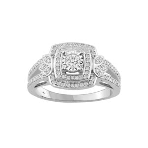 LADIES RING 0.40CT ROUND DIAMOND STERLING SILVER WHITE