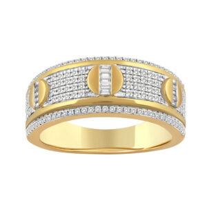 MEN'S RING 0.50CT ROUND/BAGUETTE DIAMOND 10K YELLOW GOLD