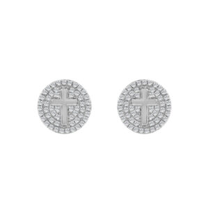 LADIES EARRINGS 0.25CT ROUND DIAMOND STERLING SILVER WHITE