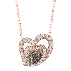 LADIES PENDANT 0.20CT WITH CHAIN DARK BROWN/ROUND DIAMOND 14K ROSE GOLD