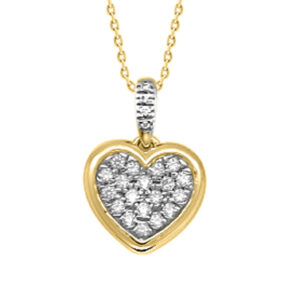 LADIES PENDANT 0.15CT WITH CHAIN ROUND DIAMOND 14K YELLOW GOLD