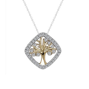 LADIES PENDANT 0.25CT WITH CHAIN ROUND DIAMOND 14K YELLOW GOLD