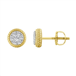 LADIES EARRING 0.33CT ROUND DIAMOND 10K YELLOW GOLD