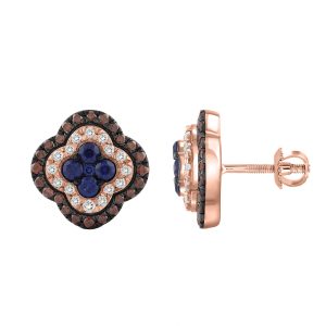 LADIES EARRINGS 1.00CT ROUND DIAMOND 14K ROSE GOLD