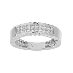 MEN'S BAND 0.50CT PRINCESS DIAMOND 14K WHITE GOLD