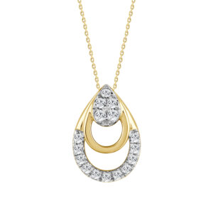 LADIES PENDANT WITH CHAIN 0.13CT ROUND DIAMOND 10K YELLOW GOLD