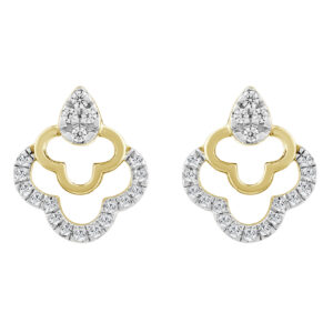 LADIES EARRINGS 0.13CT ROUND DIAMOND 10K YELLOW GOLD