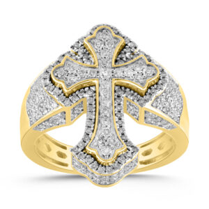 MEN&apos;S RING 1.25CT ROUND DIAMOND 10K YELLOW GOLD