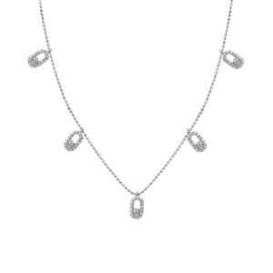 LADIES NECKLACE 0.30CT ROUND DIAMOND 14K WHITE GOLD