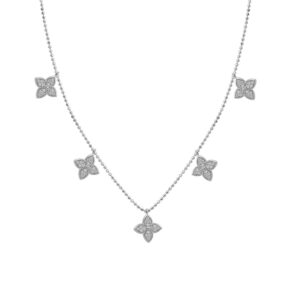 LADIES NECKLACE 0.30CT ROUND DIAMOND 14K WHITE GOLD
