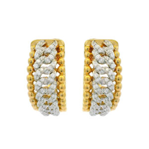 LADIES HOOP EARRINGS 0.30CT ROUND DIAMOND 14K YELLOW GOLD