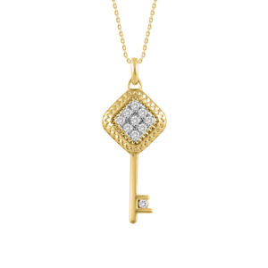 LADIES PENDANT WITH CHAIN 0.20CT ROUND DIAMOND 10K YELLOW GOLD