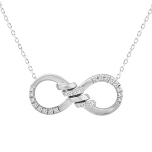 LADIES PENDANT WITH CHAIN 0.10CT ROUND DIAMOND 10K WHITE GOLD