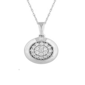 LADIES PENDANT WITH CHAIN 0.25CT ROUND DIAMOND 10K WHITE GOLD