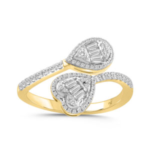 LADIES RING 0.40CT ROUND/BAGUETTE DIAMOND 14K YELLOW GOLD