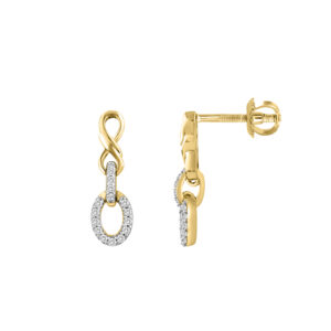 LADIES EARRINGS 0.16CT ROUND DIAMOND 10K YELLOW GOLD