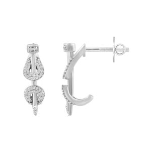 LADIES EARRINGS 0.25CT ROUND DIAMOND 14K WHITE GOLD