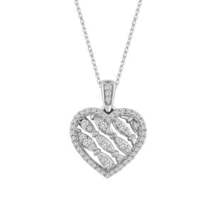 LADIES PENDANT WITH CHAIN 0.20CT ROUND DIAMOND 10K WHITE GOLD