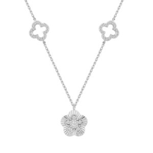 LADIES NECKLACE 0.25CT ROUND DIAMOND 10K WHITE GOLD