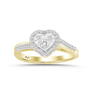 LADIES RING 0.25CT ROUND/BAGUETTE DIAMOND 14K YELLOW GOLD