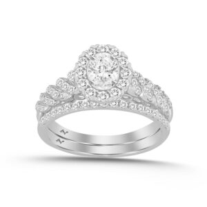 LADIES BRIDAL SET 0.70CT ROUND/OVAL DIAMOND 10K WHITE GOLD