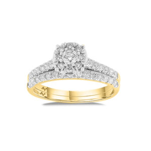LADIES BRIDAL SET 0.80CT ROUND DIAMOND 10K YELLOW GOLD