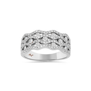 LADIES BAND 1.00CT ROUND DIAMOND 14K WHITE GOLD